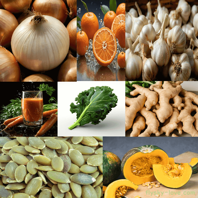 비염 증상에 도움이 되는 양파, 마늘, 생강, 당근, 케일, 호박씨, 단호박