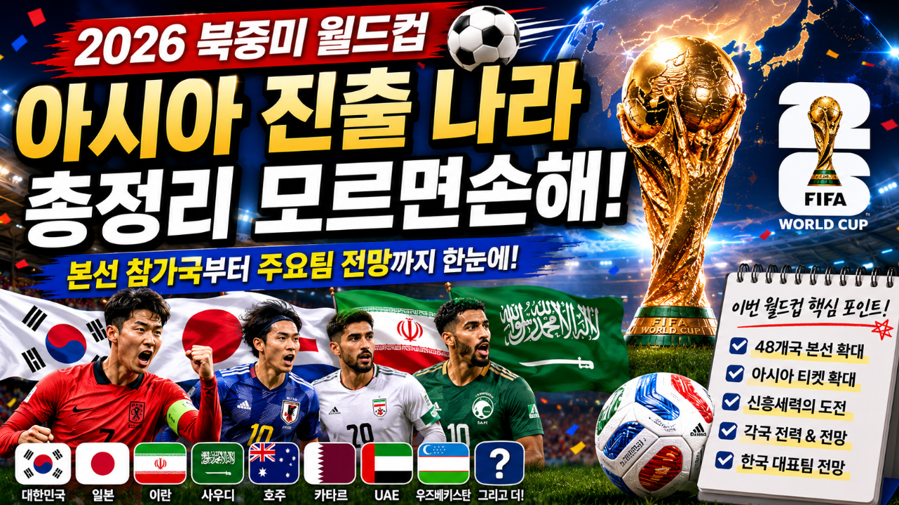 월드컵 아시아 진출 나라 몇 개국일까? 2026 북중미 월드컵 완벽정리
