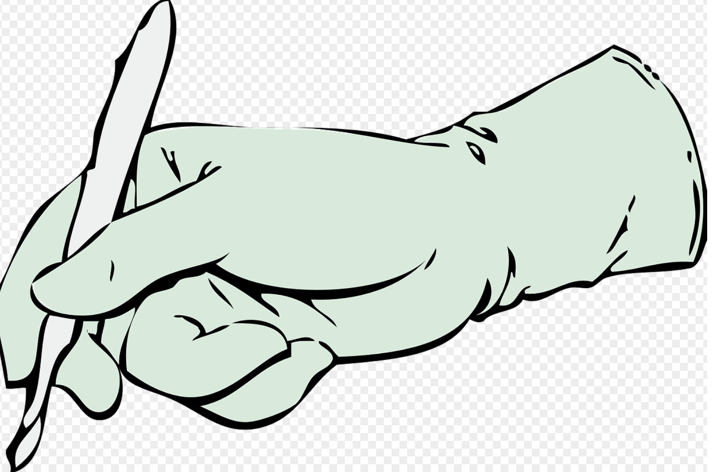 매스를 잡고 있는 의사의 손