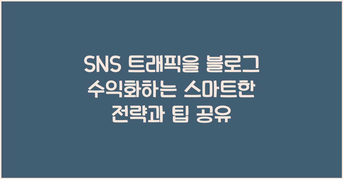 SNS 트래픽을 블로그 수익화
