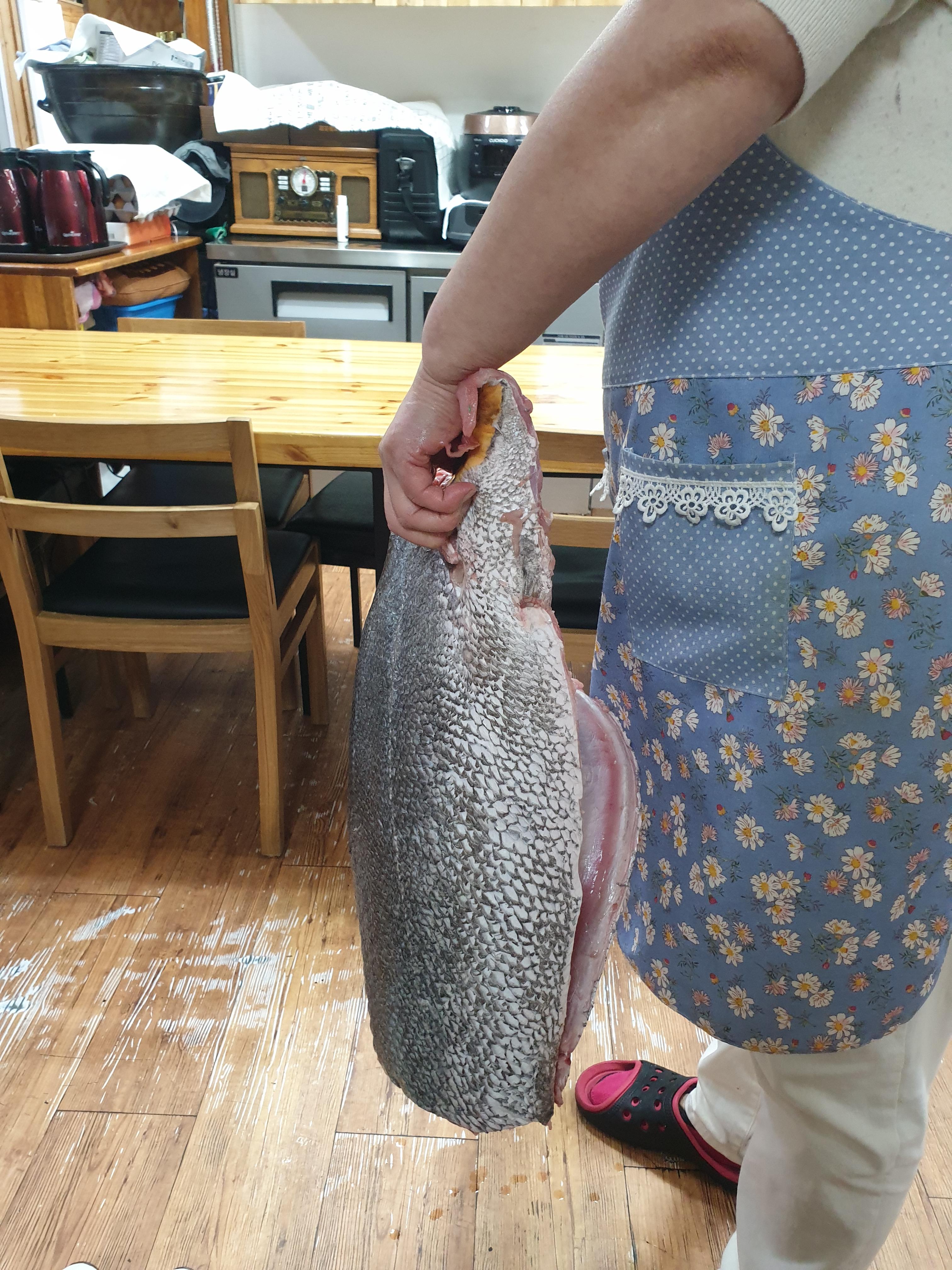 사장님이 주방에서 들고나온 민어