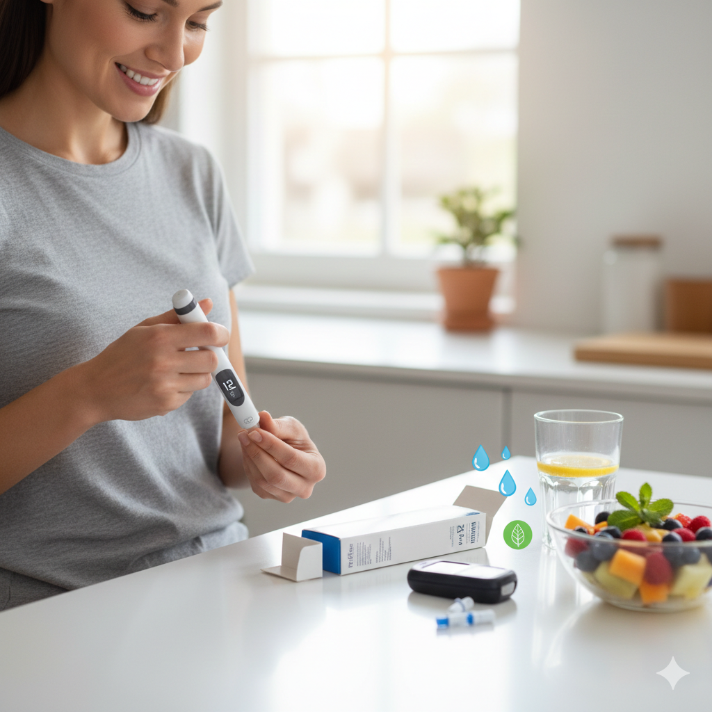 혈당 체크중인 여성