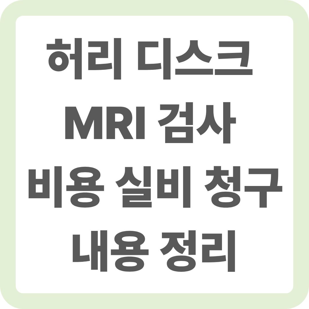 허리 mri 검사 비용에 대한 실비보험 청구 가이드