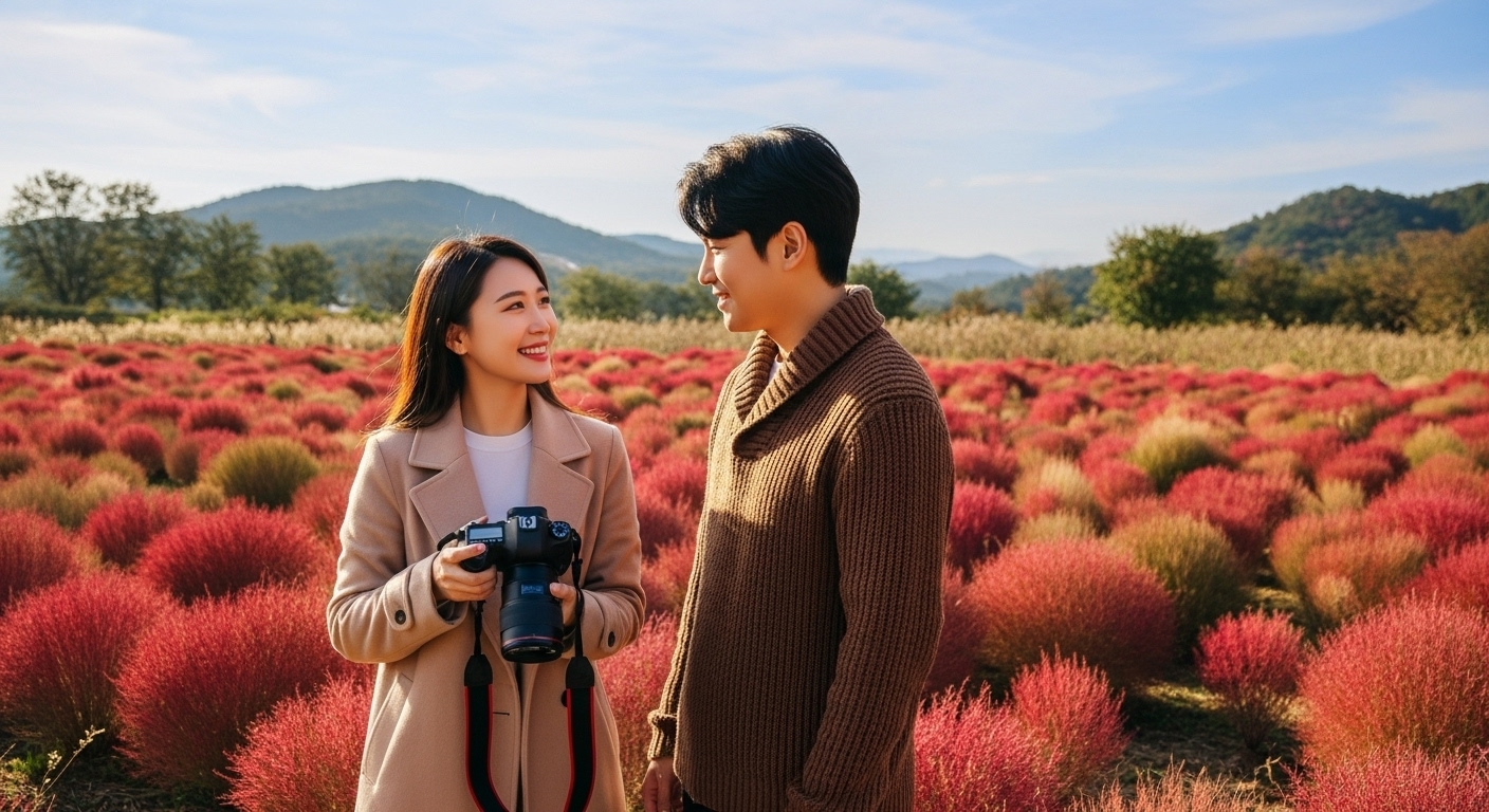 하중도(금호꽃섬): 단풍과 코스모스의 환상적인 만남