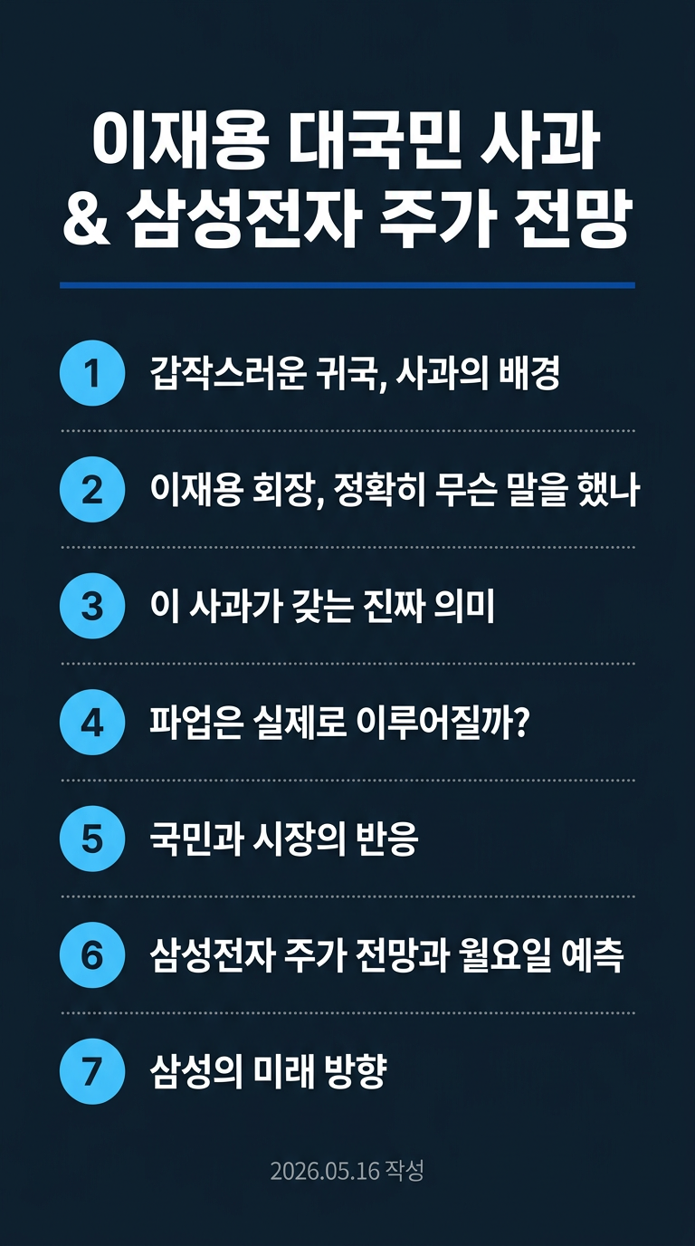 이재용 대국민 사과, 내용 및 의미, 반응, 삼성전자 파업 가능성 및 주가 전망, 월요일 주식 시세 예측