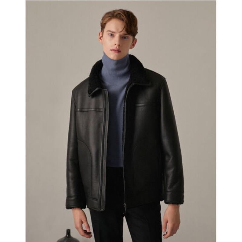 마에스트로 22FW 타임리스 단색 양가죽 무스탕 MAJU2D934BK