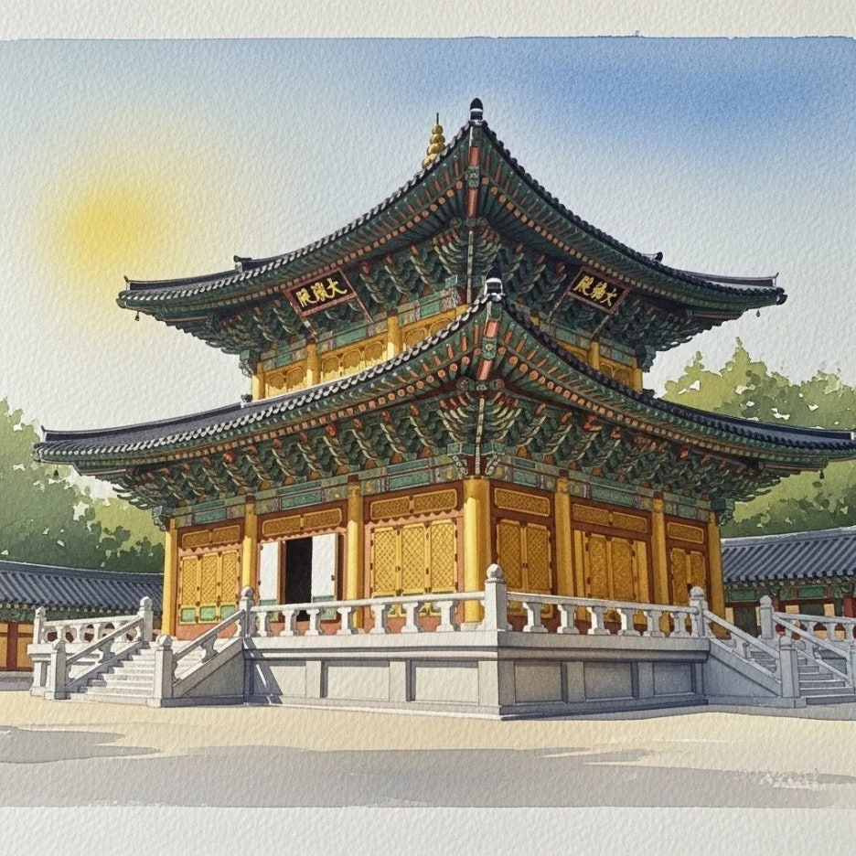 눈부신 황금빛 대웅전이 인상적인 수국사 전경.