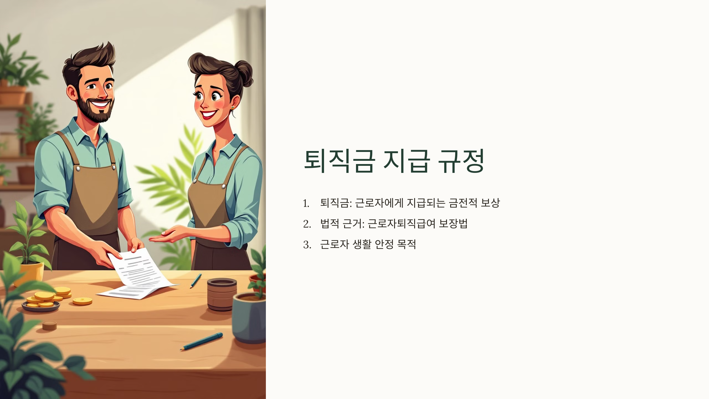 퇴직금 지급규정 계산방법 1년 이하