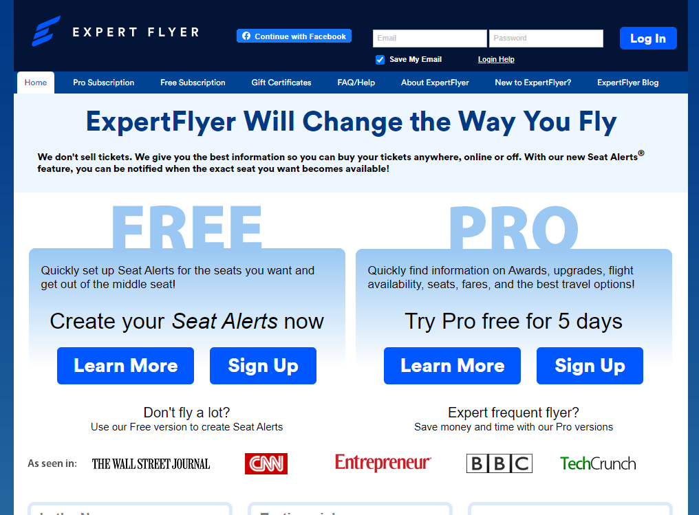 expertFlyer 사이트 사용안내