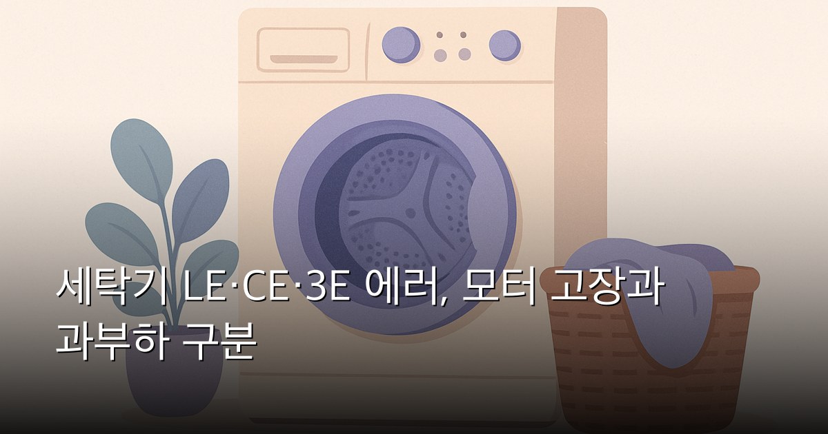 세탁기 LE·CE·3E 에러, 모터 고장과 과부하 구분