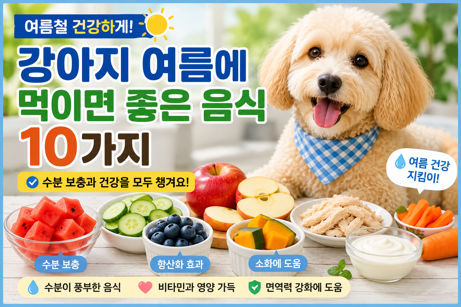 강아지 여름에 먹이면 좋은 음식 10가지|수분 보충과 건강을 위한 추천 식품