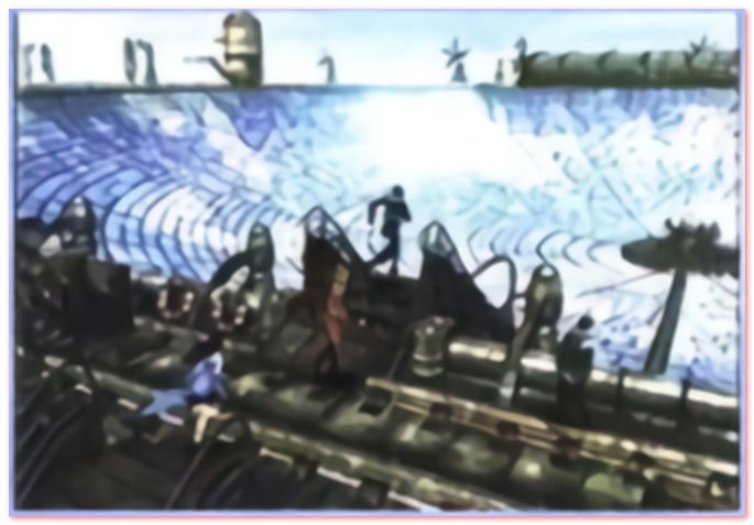 태양열 집열판 가운데 보이는 것이 역장의 집이다