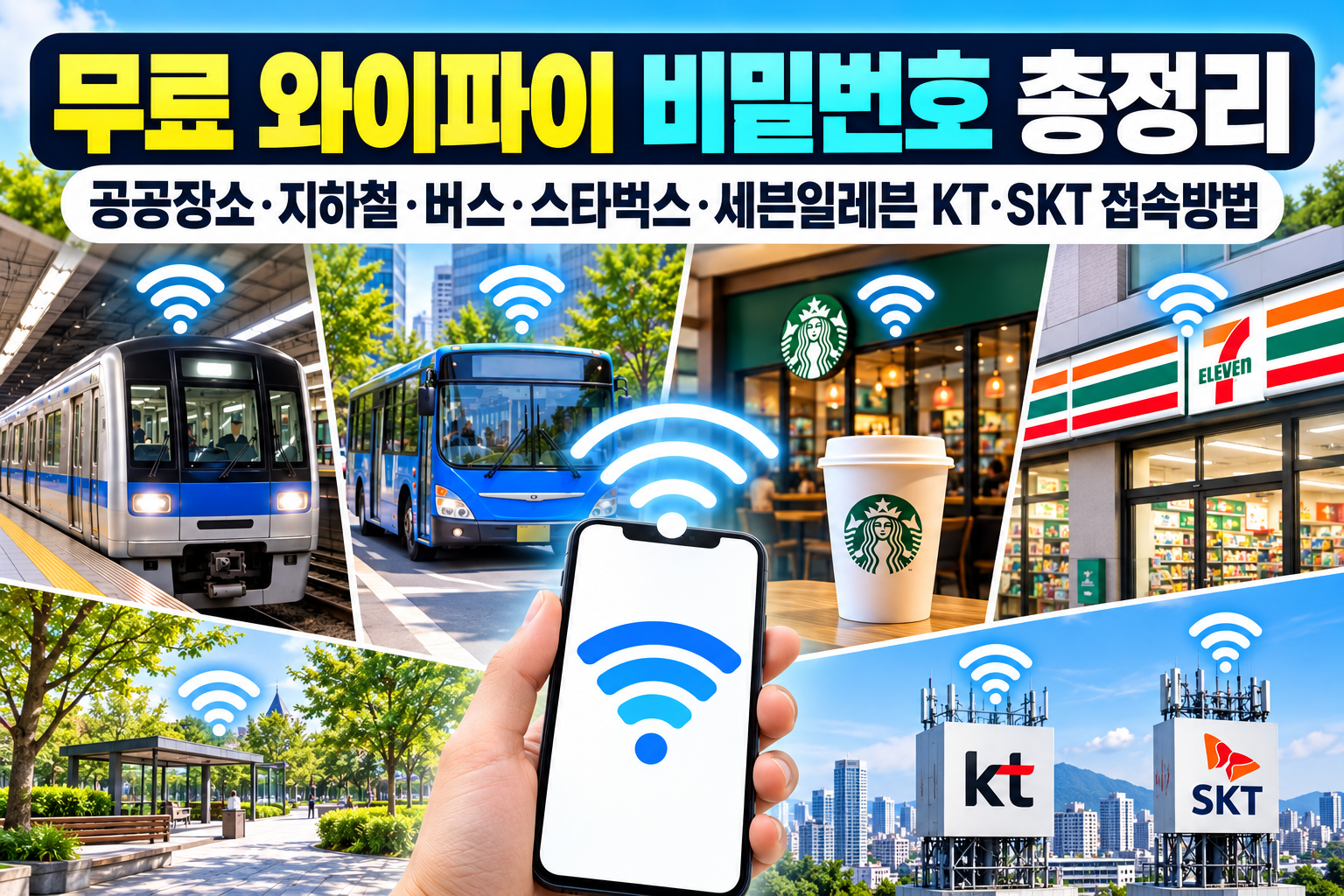 무료 와이파이 비밀번호 총정리|공공장소·지하철·버스·스타벅스·세븐일레븐 KT·SKT 접속방법 관련 사진