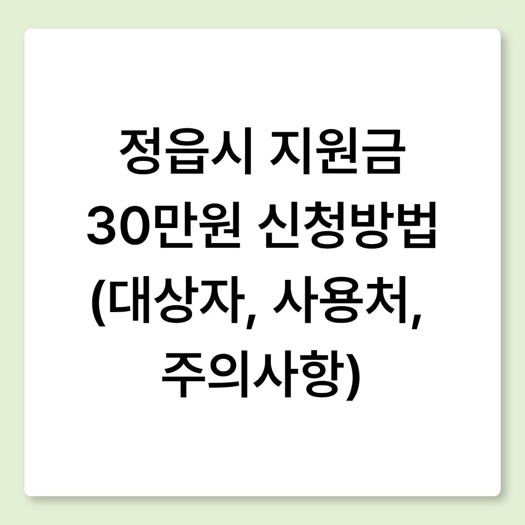 정읍시 지원금 30만원 신청방법 (대상자, 사용처, 주의사항)