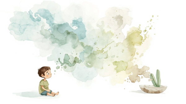 INTP 청소년은 복잡한 사고와 감정 사이에서 갈팡질팡하는 아이입니다. 감정을 이성적으로 설명하려다 보니, 결국 감정 자체가 고립되기도 쉽습니다에 관한 그림