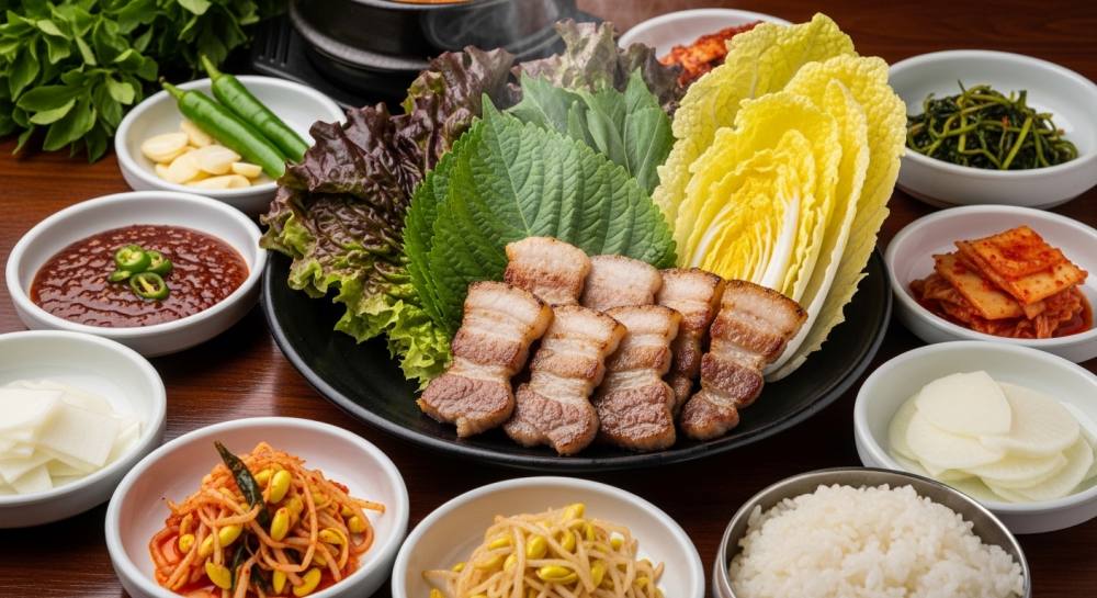 고기쌈밥정식 음식 사진