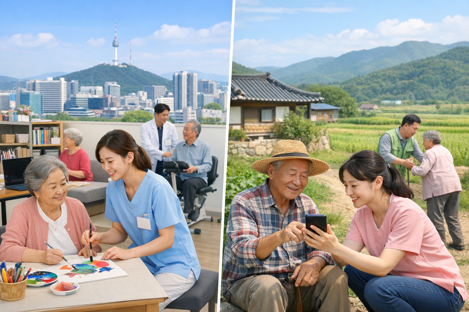 지역별 재가요양센터 특징 비교하는 이미지