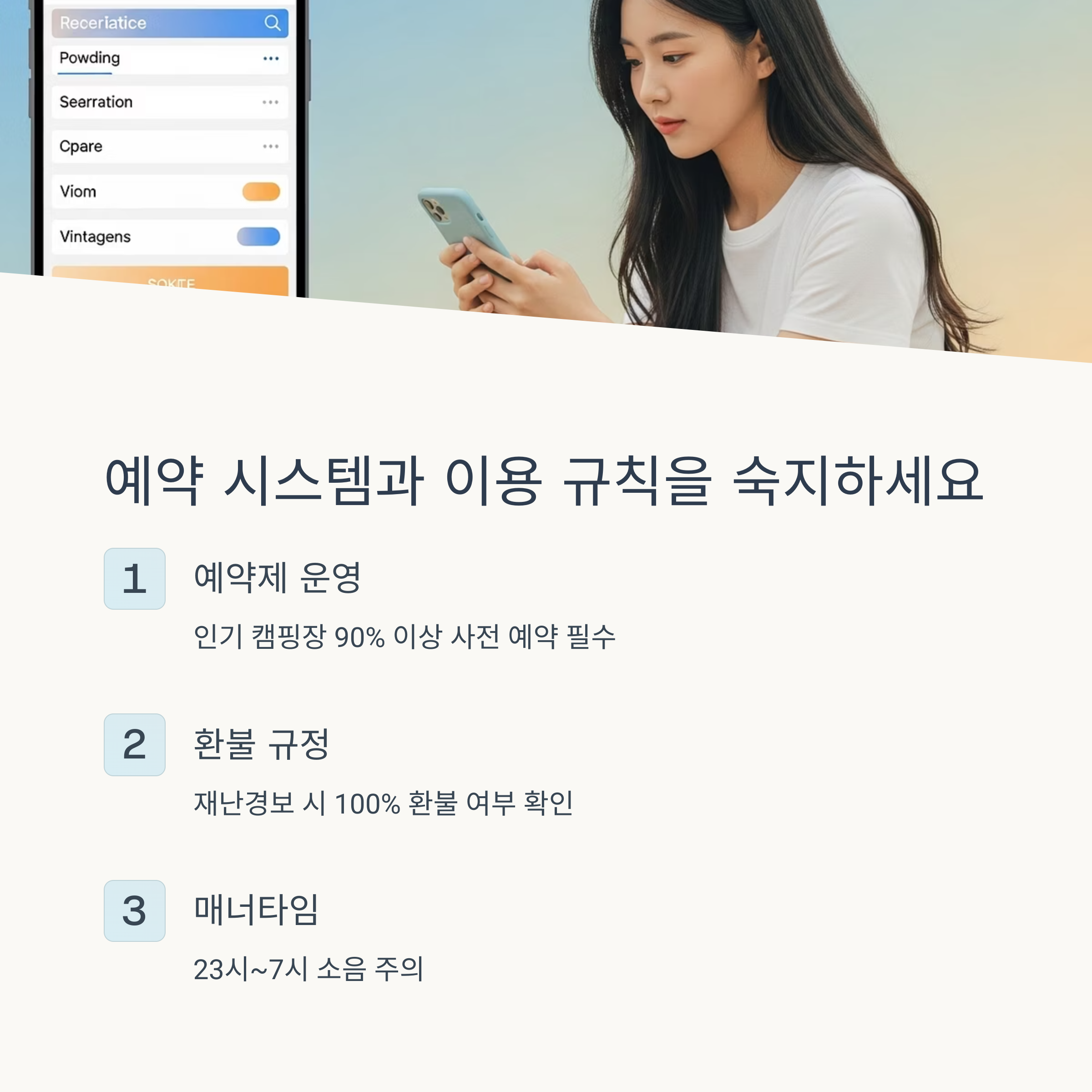 예약 시스템과 이용 규칙을 숙지하세요