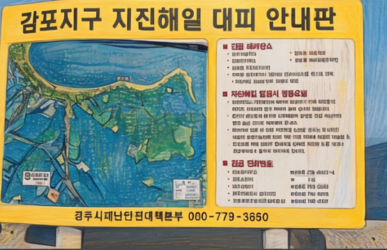 감포지구 지진해일 대피 안내판(일러스트)