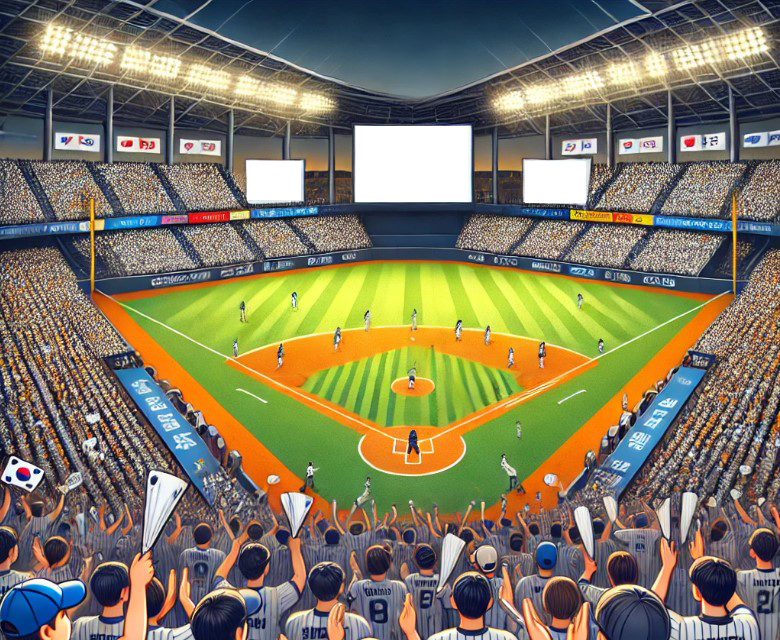 뜨거운 열기가 느껴지는 야구 경기장