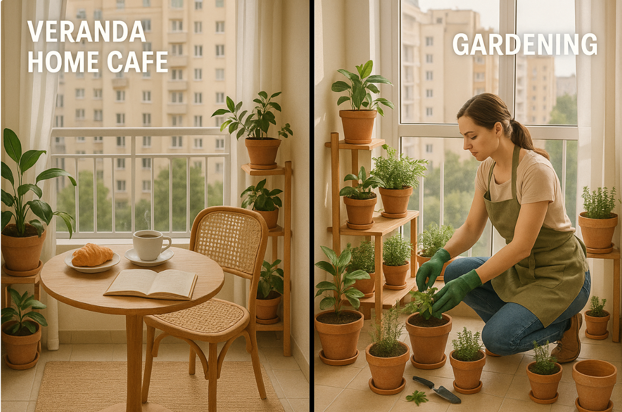 베란다 카페, 가드닝 비교 이미지
