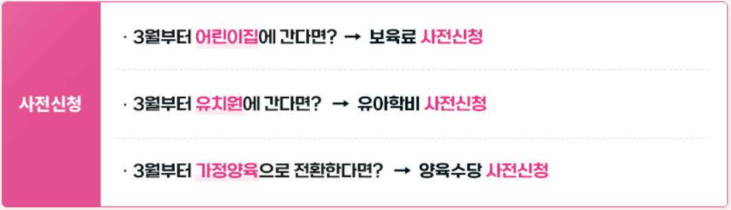 영유아 보육서비스 사전신청 대상