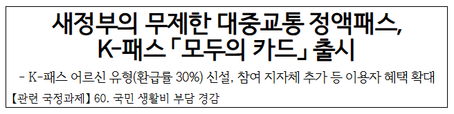 K-패스 모두의 카드 출시