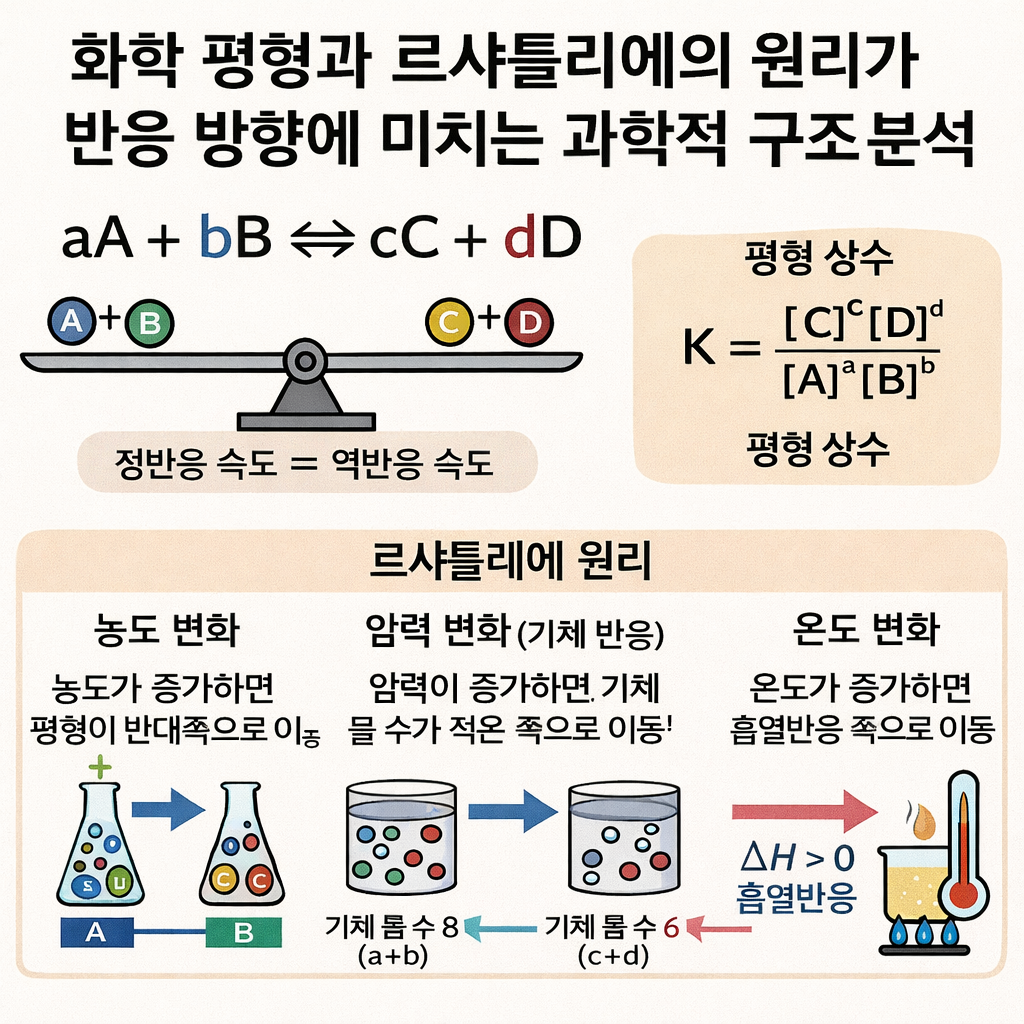 화학 평형과 르샤틀리에의 원리가 반응 방향에 미치는 과학적 구조 분석