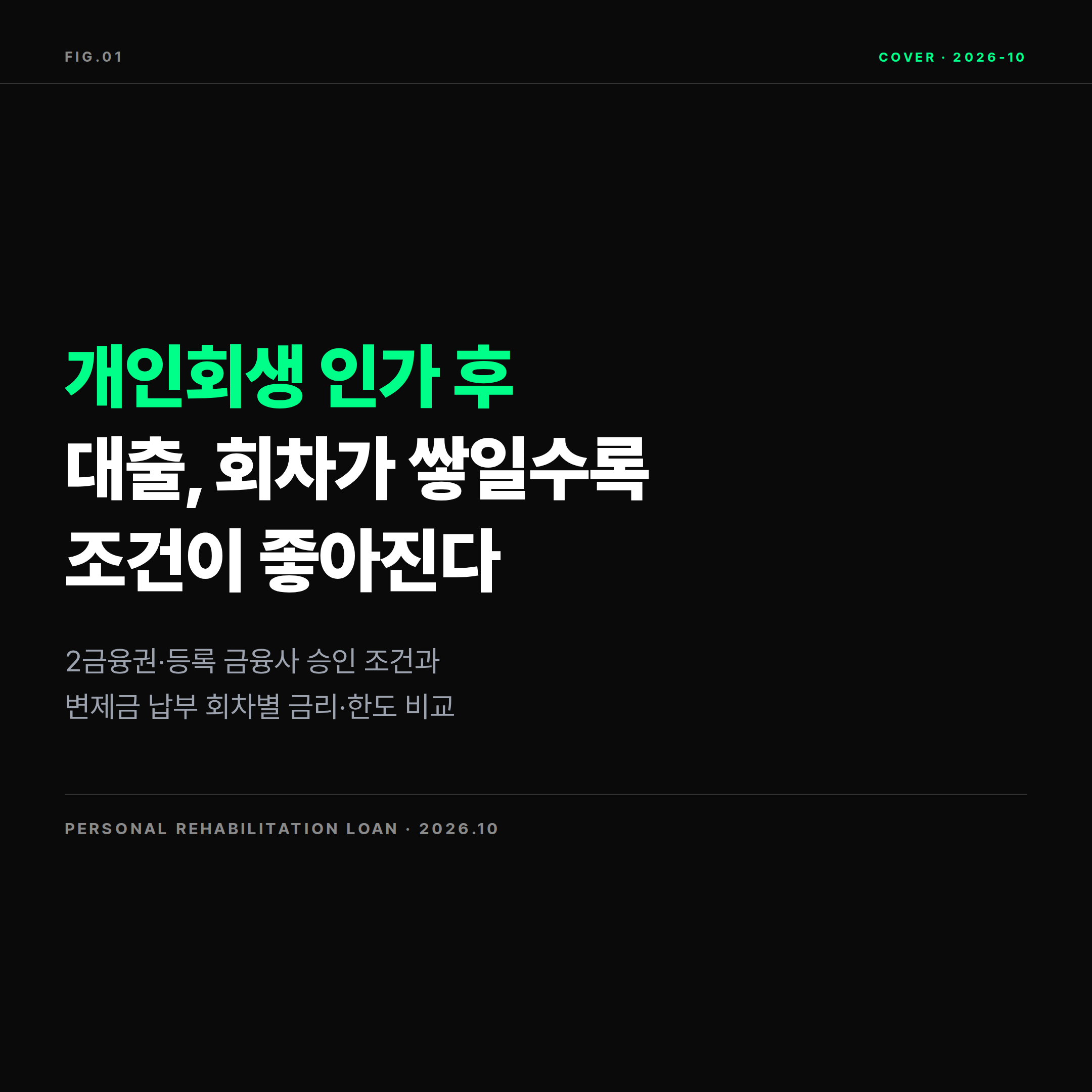 2026 개인회생 인가 후 대출 회차별 금리와 한도 비교 표지