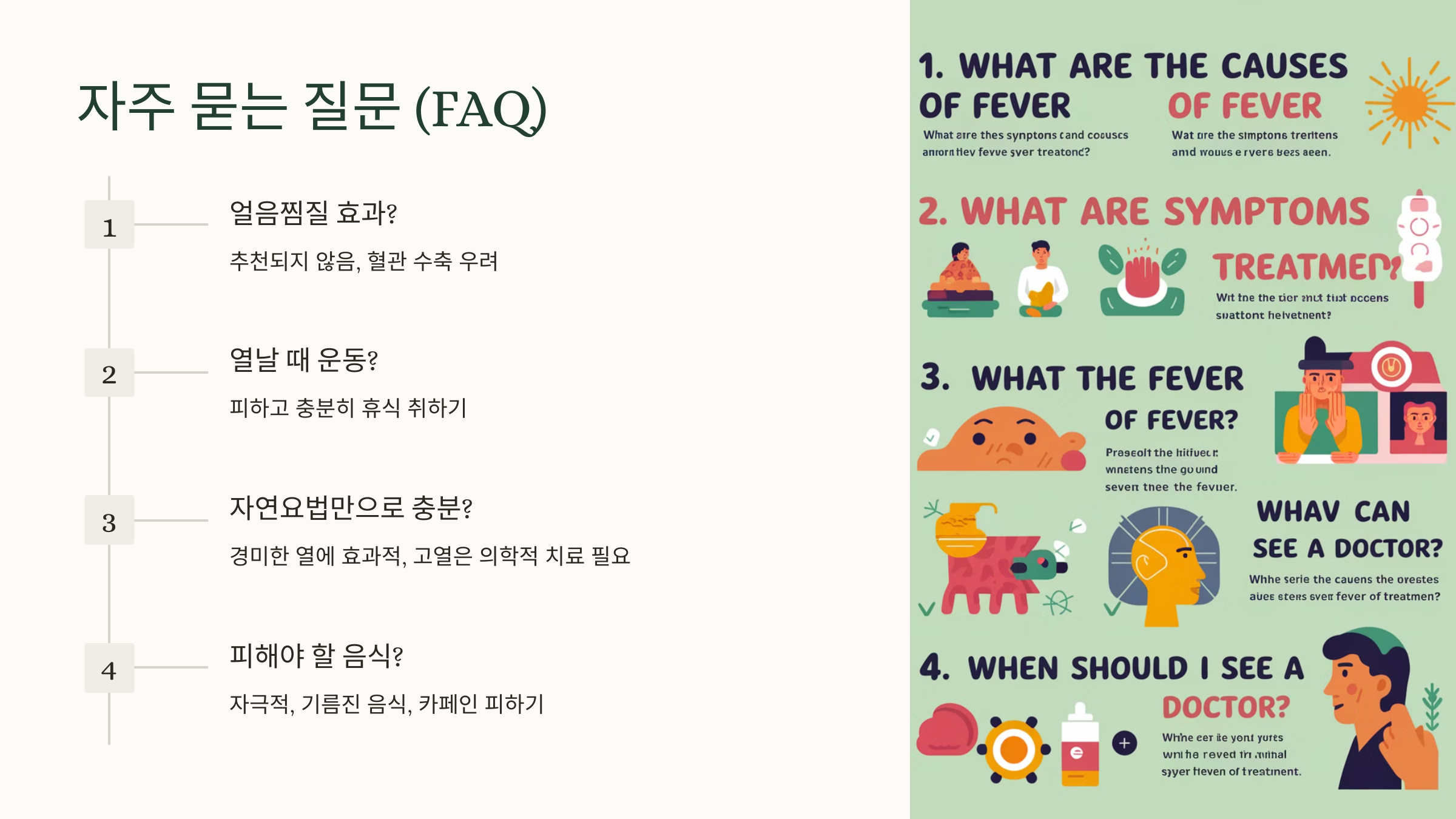 자주 묻는 질문 이라는 글과 영어로 된 일러스트 이미지