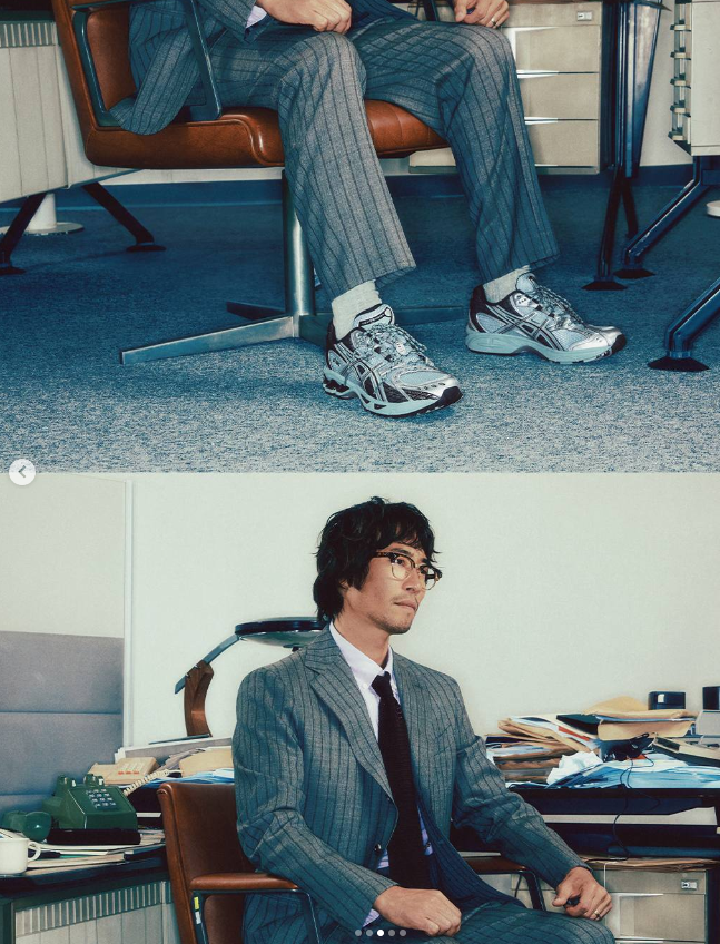 아식스 젤 님버스 10.1 그레이 슈트와 착용