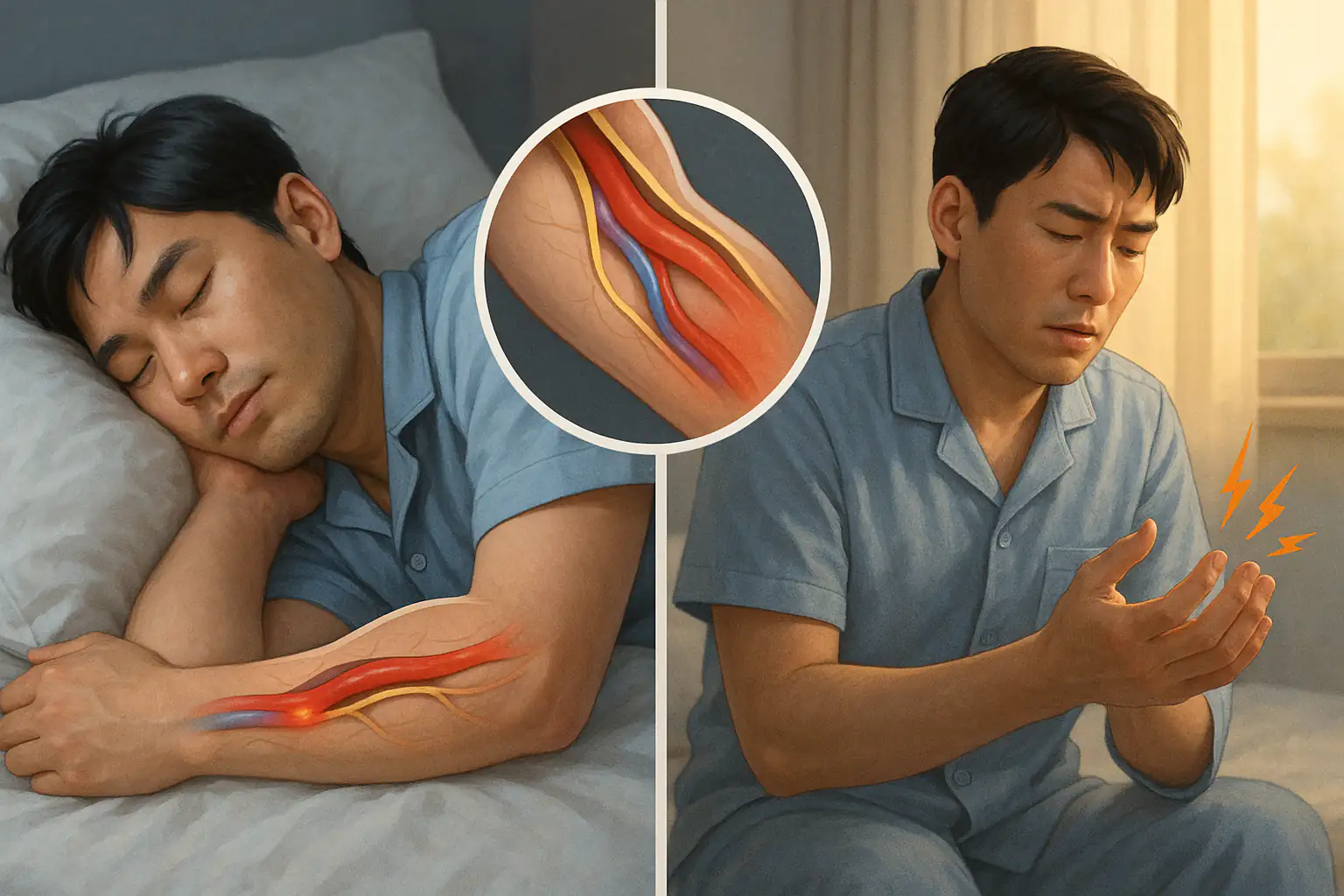 팔을 베고 자는 동안 압박된 신경