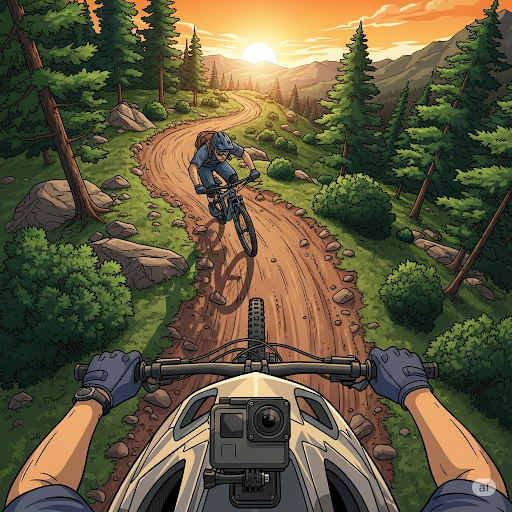 액션캠 고프로 히어로 13으로 산악자전거 타는 모습