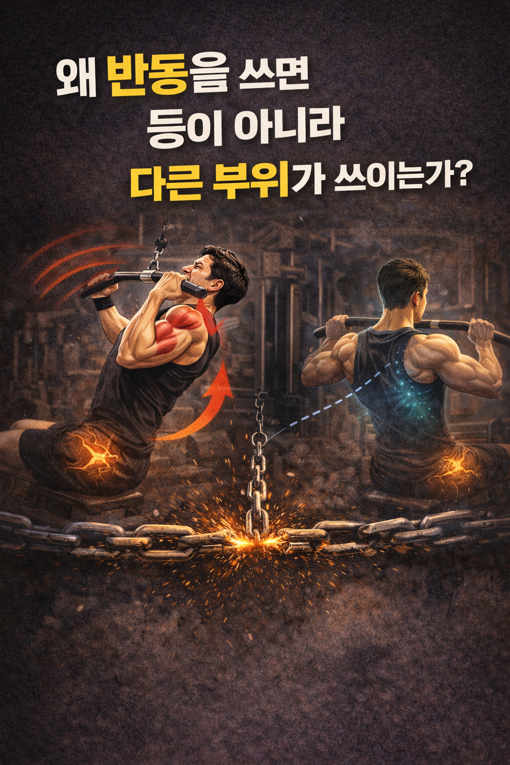 왜 반동을 쓰면 등이 아니라 다른 부위가 쓰이는가