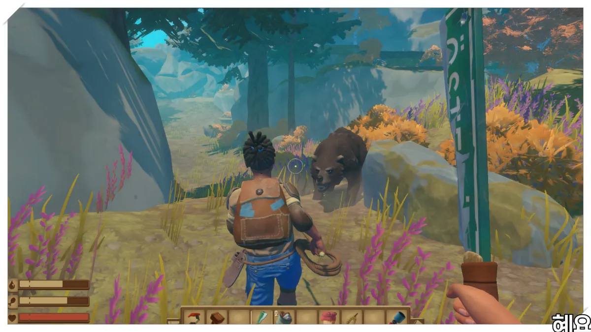 섬에서-곰과-마주한-레프트-플레이어