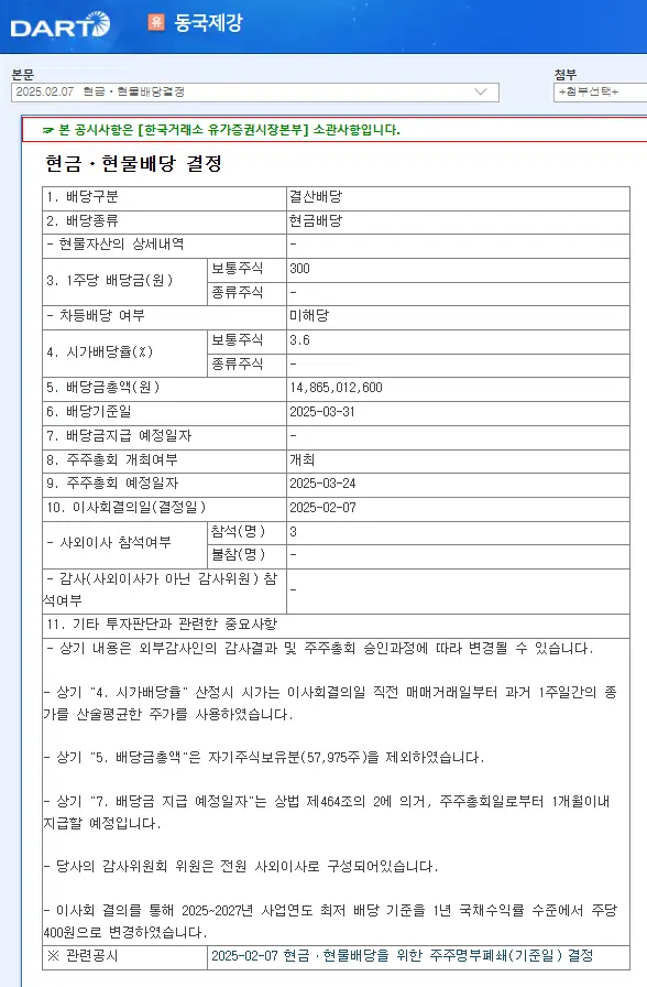 동국제강(460860) 2025년 배당 배당
