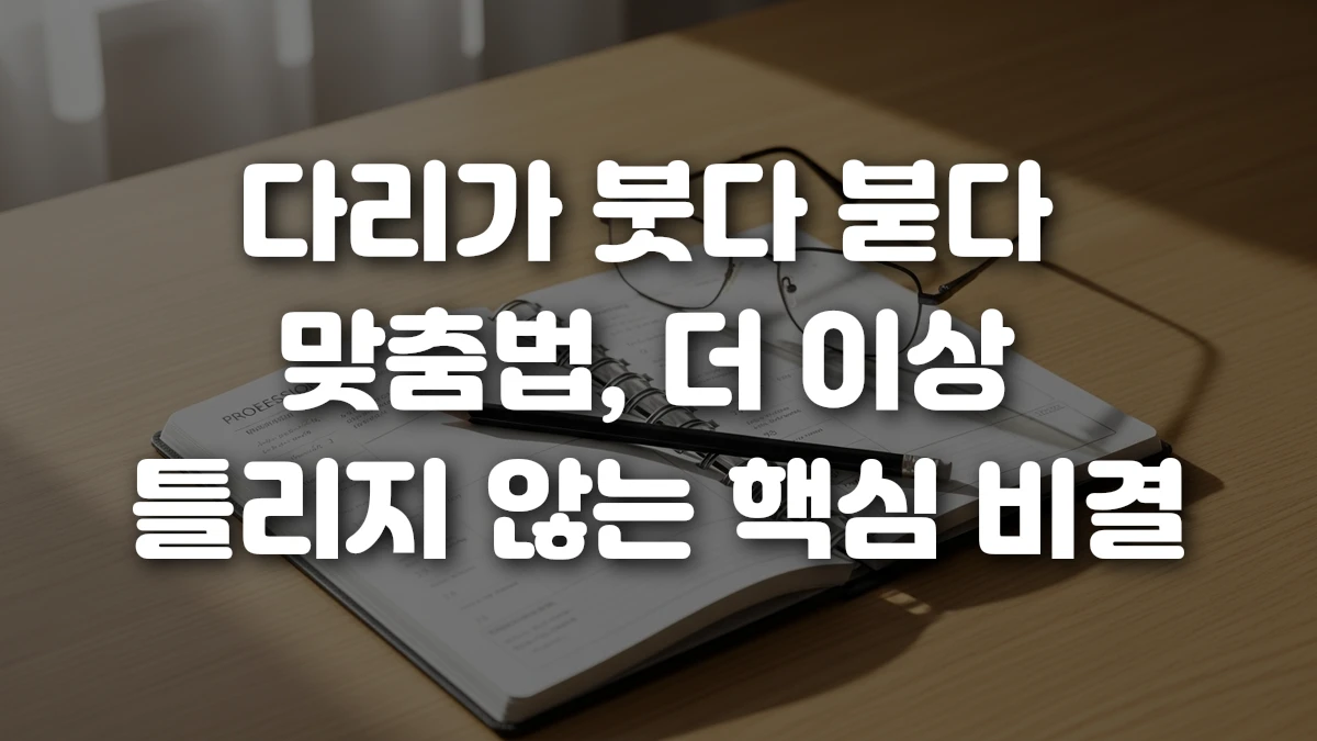 다리가 붓다 붇다 맞춤법 더 이상 틀리지 않는 핵심 비결