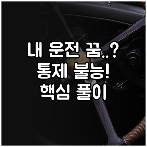 운전 꿈 해몽 정리와 자기 통제력 상..