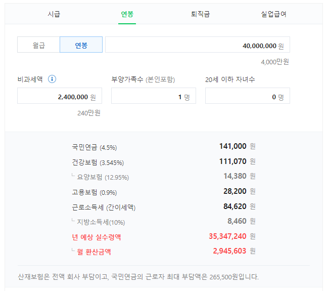 2024년 연봉실수령액, 계산기, 자동차비교