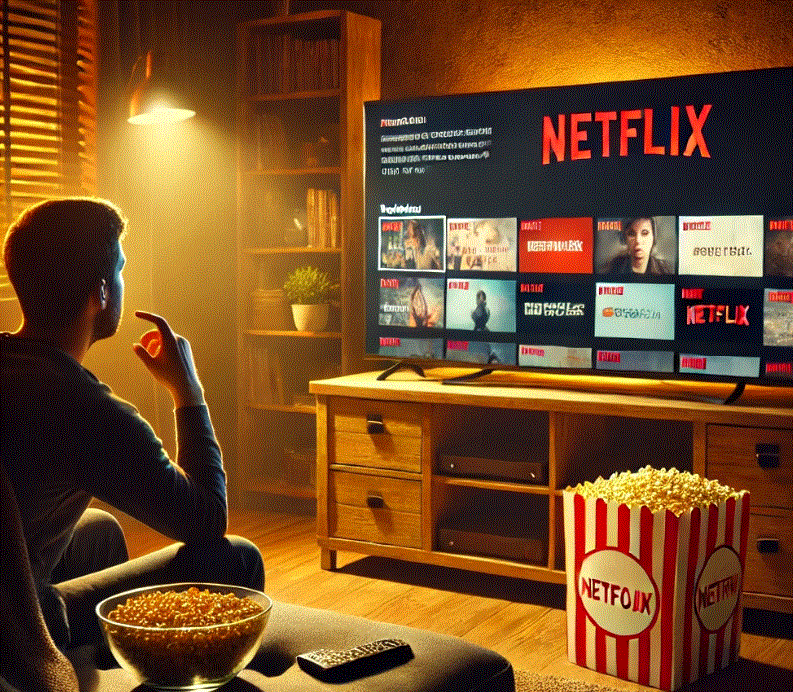 집에서 넷플릭스 보는 사진