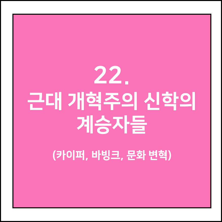 근대 개혁주의 신학의 계승자들(카이퍼, 바빙크, 문화 변혁)