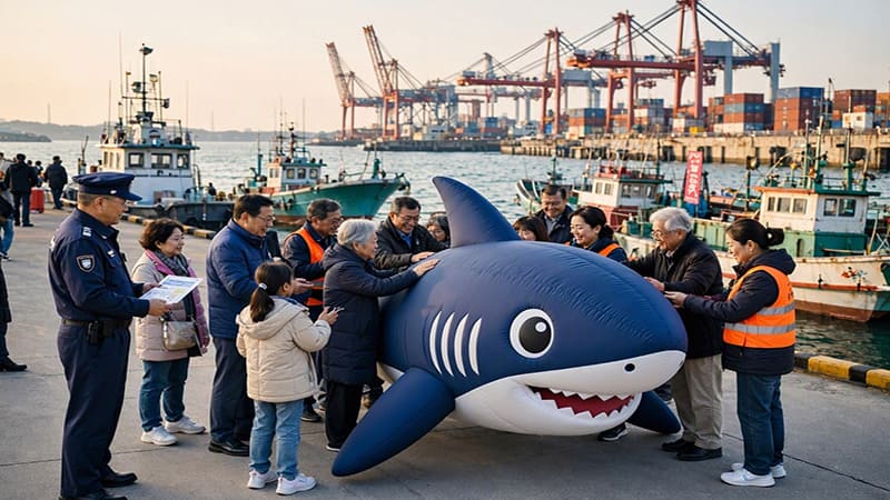 <img src=”bukhang-shark-marine-conservation.jpg” alt=”부산 북항에서 시민들의 관심을 받은 상어 부캉이”>