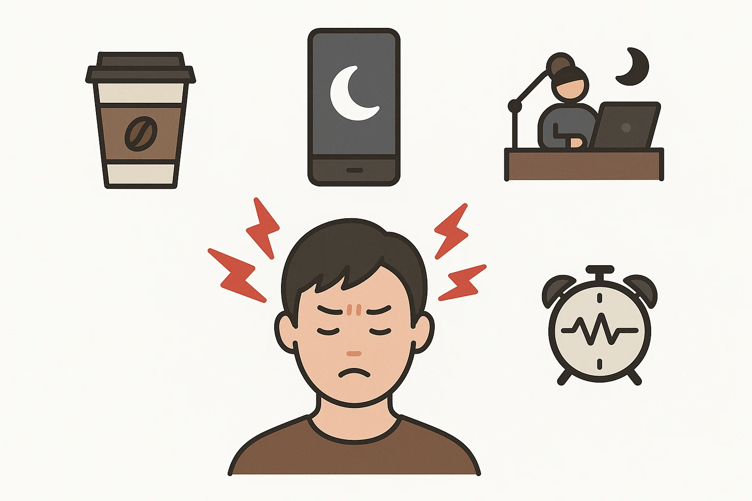 커피, 스마트폰, 야근, 불규칙한 수면 등 두통 악화 요인
