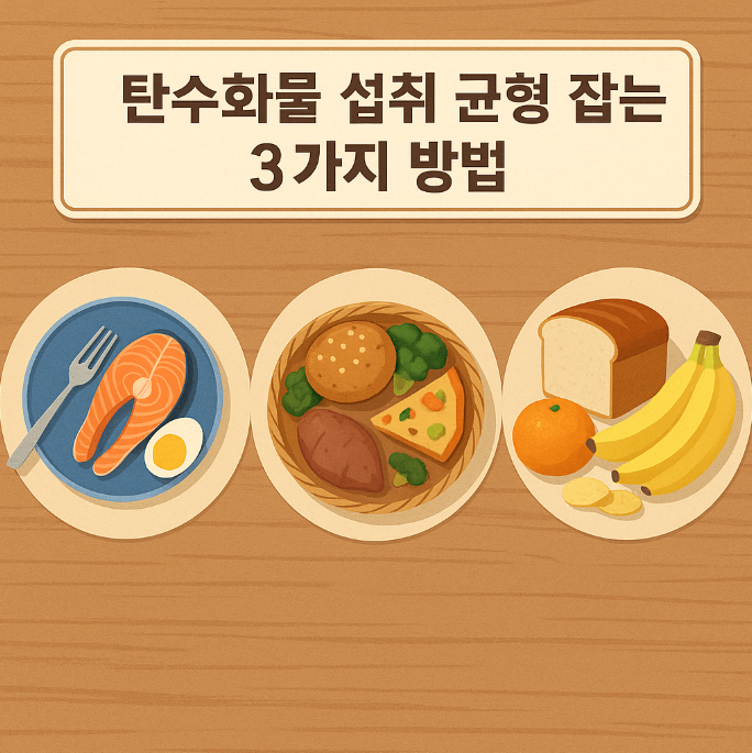 연어, 달걀, 오렌지 등 탄수화물 섭취와 관련된 이미지