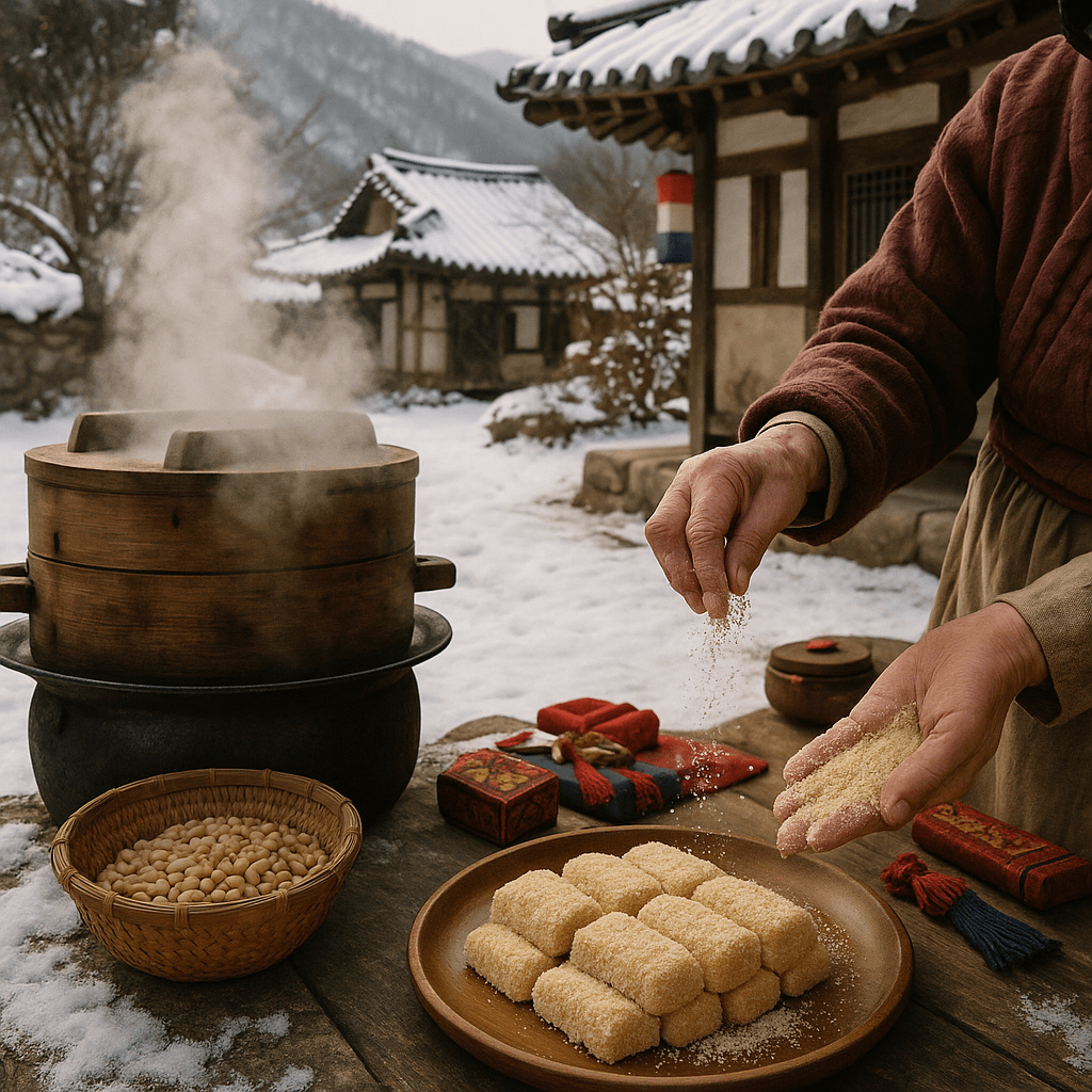 강원도 인제 산골마을에서 설날마다 나눠 먹던 잣가루 인절미