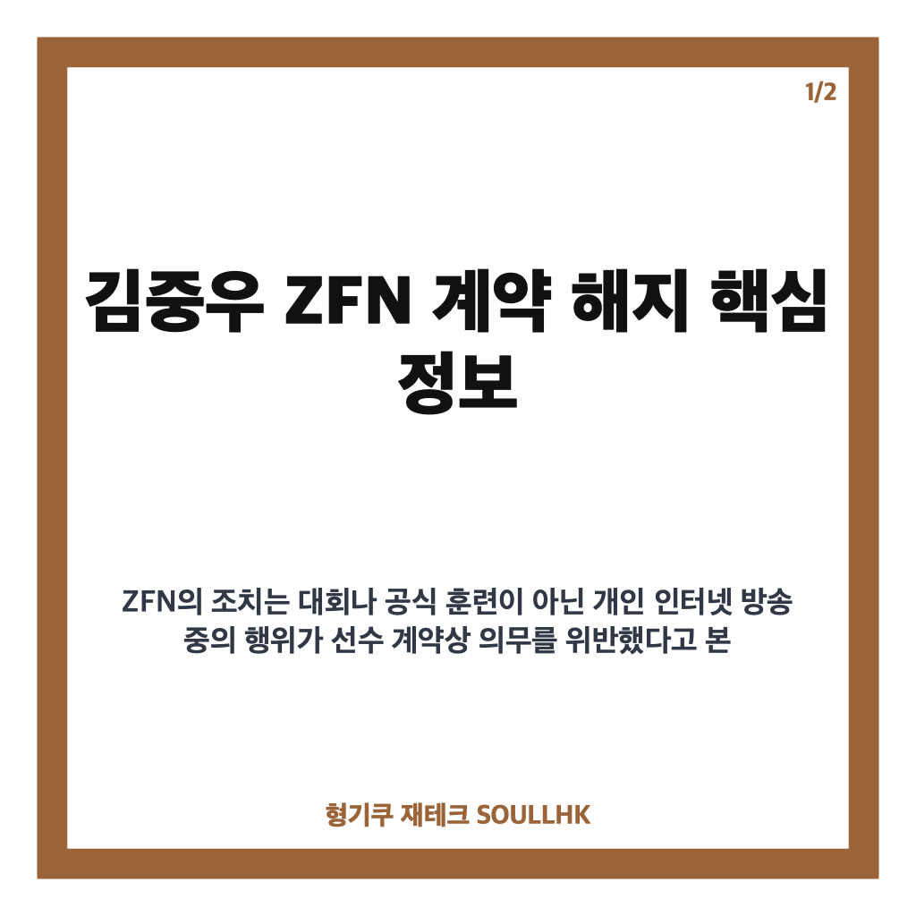김중우 ZFN 계약 해지, 생방송 논란과 품위 유지 의무 위반 판단 정리 카드뉴스 1