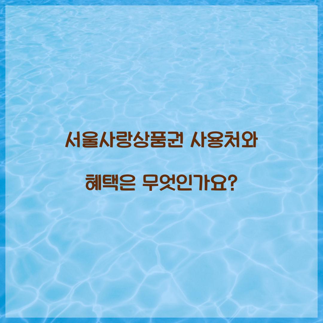 서울사랑상품권 사용