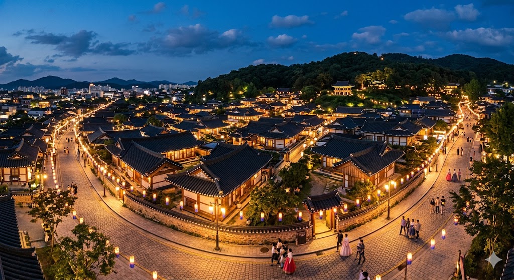 밤이 되면 더욱 아름다운 전주 한옥마을의 매혹적인 야경