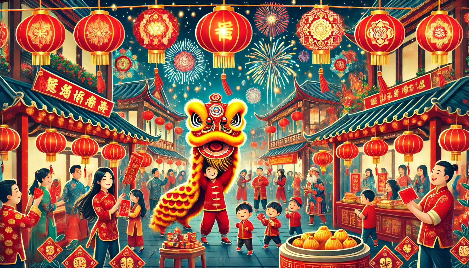 아시아 음력설에 대한 문화행사를 표현