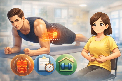 코어 운동을 하고 있는 모습